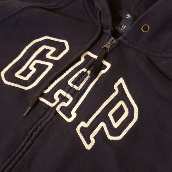 3/$20 Gap Logo Zip Up Hoodie Navy blue Medium - Picture 2 of 3